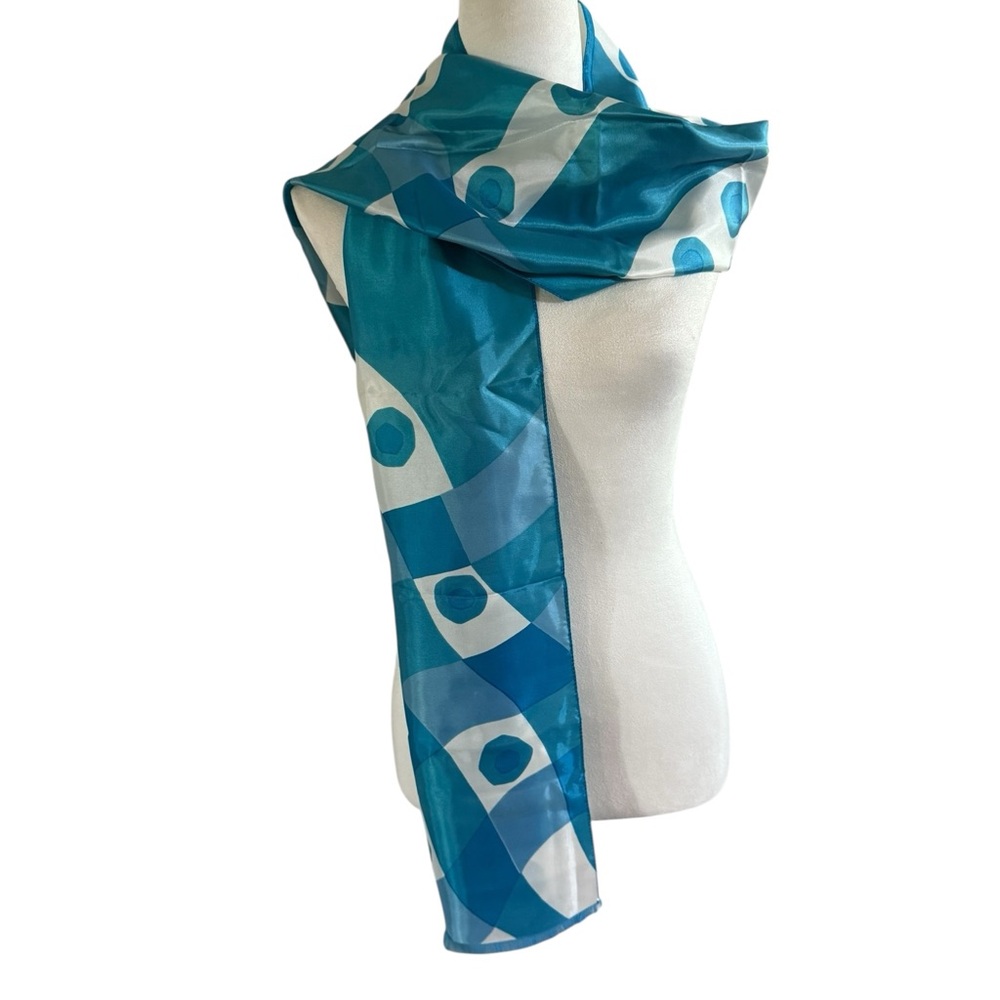 Vintage Vera Scarf in Teal, Blue and White